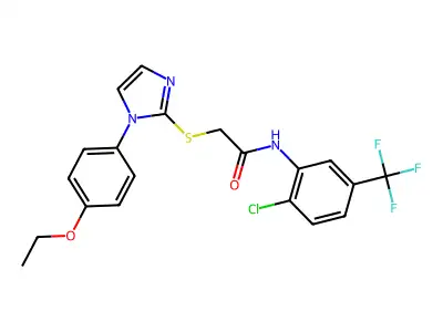 N-(2-chloro-5-(trifluoromethyl)phenyl)-2-((1-(4-ethoxyphenyl)-1H-imidazol-2-yl)thio)acetamide structure