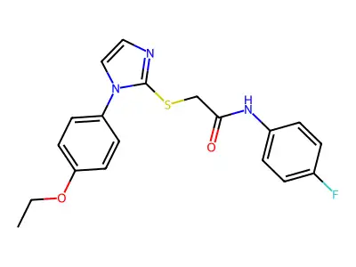 2-((1-(4-ethoxyphenyl)-1H-imidazol-2-yl)thio)-N-(4-fluorophenyl)acetamide structure