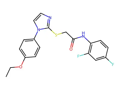 N-(2,4-difluorophenyl)-2-((1-(4-ethoxyphenyl)-1H-imidazol-2-yl)thio)acetamide structure