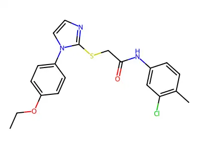 N-(3-chloro-4-methylphenyl)-2-[1-(4-ethoxyphenyl)imidazol-2-yl]sulfanylacetamide structure