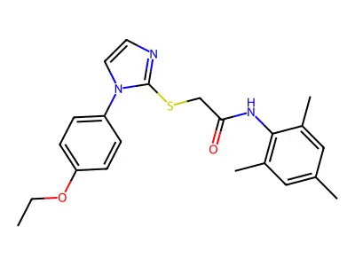 2-((1-(4-ethoxyphenyl)-1H-imidazol-2-yl)thio)-N-mesitylacetamide structure