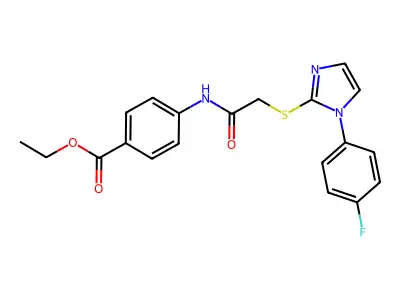 Ethyl 4-[[2-[1-(4-fluorophenyl)imidazol-2-yl]sulfanylacetyl]amino]benzoate structure