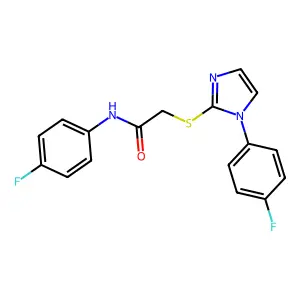 N-(4-fluorophenyl)-2-[1-(4-fluorophenyl)imidazol-2-yl]sulfanylacetamide structure