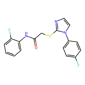 N-(2-fluorophenyl)-2-[1-(4-fluorophenyl)imidazol-2-yl]sulfanylacetamide structure