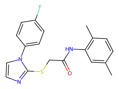 N-(2,5-dimethylphenyl)-2-((1-(4-fluorophenyl)-1H-imidazol-2-yl)thio)acetamide structure