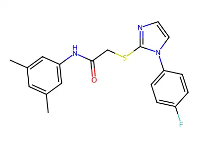 N-(3,5-dimethylphenyl)-2-[1-(4-fluorophenyl)imidazol-2-yl]sulfanylacetamide structure