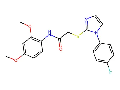 N-(2,4-dimethoxyphenyl)-2-[1-(4-fluorophenyl)imidazol-2-yl]sulfanylacetamide structure
