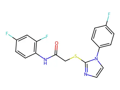 N-(2,4-difluorophenyl)-2-((1-(4-fluorophenyl)-1H-imidazol-2-yl)thio)acetamide structure
