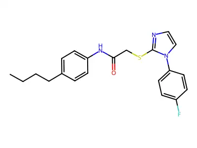 N-(4-butylphenyl)-2-((1-(4-fluorophenyl)-1H-imidazol-2-yl)thio)acetamide structure