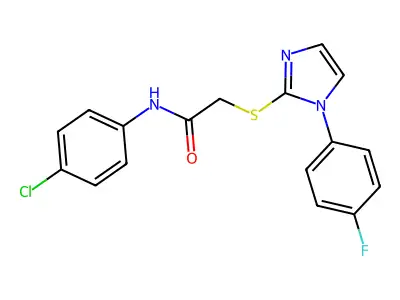 N-(4-chlorophenyl)-2-[1-(4-fluorophenyl)imidazol-2-yl]sulfanylacetamide structure