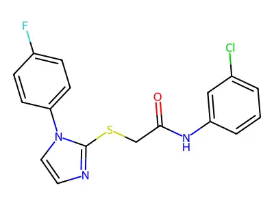 N-(3-chlorophenyl)-2-((1-(4-fluorophenyl)-1H-imidazol-2-yl)thio)acetamide structure