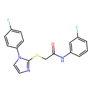 N-(3-fluorophenyl)-2-((1-(4-fluorophenyl)-1H-imidazol-2-yl)thio)acetamide structure