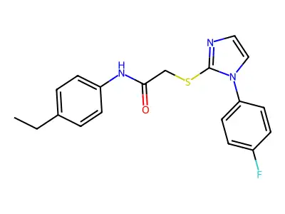N-(4-ethylphenyl)-2-[1-(4-fluorophenyl)imidazol-2-yl]sulfanylacetamide structure