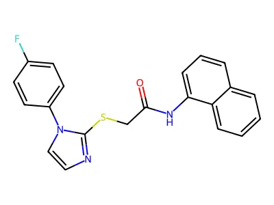 2-((1-(4-fluorophenyl)-1H-imidazol-2-yl)thio)-N-(naphthalen-1-yl)acetamide structure
