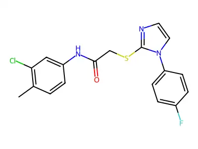 N-(3-chloro-4-methylphenyl)-2-{[1-(4-fluorophenyl)-1H-imidazol-2-yl]sulfanyl}acetamide structure