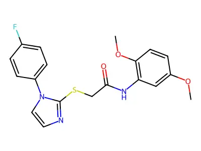 N-(2,5-dimethoxyphenyl)-2-[1-(4-fluorophenyl)imidazol-2-yl]sulfanylacetamide structure