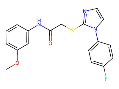 2-[1-(4-fluorophenyl)imidazol-2-yl]sulfanyl-N-(3-methoxyphenyl)acetamide structure