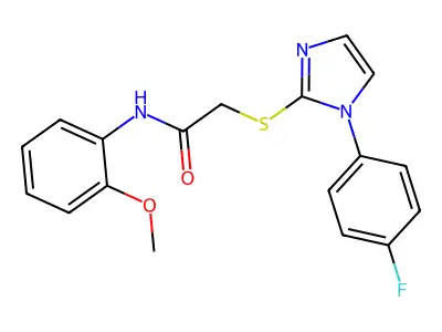 2-[1-(4-fluorophenyl)imidazol-2-yl]sulfanyl-N-(2-methoxyphenyl)acetamide structure
