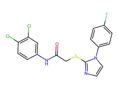 N-(3,4-dichlorophenyl)-2-[1-(4-fluorophenyl)imidazol-2-yl]sulfanylacetamide structure