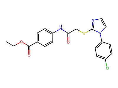 Ethyl 4-[[2-[1-(4-chlorophenyl)imidazol-2-yl]sulfanylacetyl]amino]benzoate structure