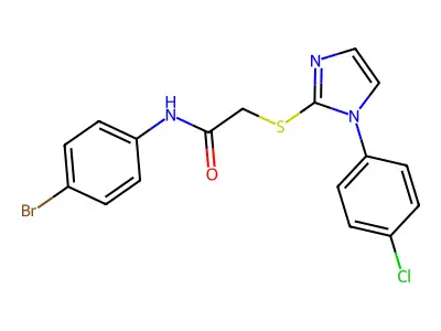 N-(4-bromophenyl)-2-((1-(4-chlorophenyl)-1H-imidazol-2-yl)thio)acetamide structure