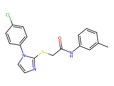 2-[1-(4-chlorophenyl)imidazol-2-yl]sulfanyl-N-(3-methylphenyl)acetamide structure