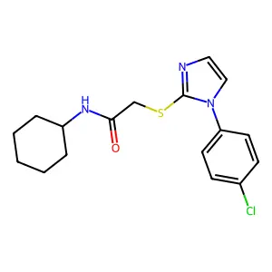 2-((1-(4-chlorophenyl)-1H-imidazol-2-yl)thio)-N-cyclohexylacetamide structure