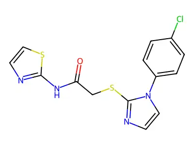 2-((1-(4-chlorophenyl)-1H-imidazol-2-yl)thio)-N-(thiazol-2-yl)acetamide structure