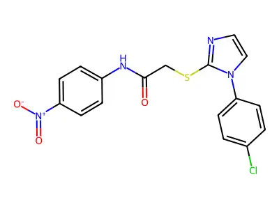 2-((1-(4-chlorophenyl)-1H-imidazol-2-yl)thio)-N-(4-nitrophenyl)acetamide structure