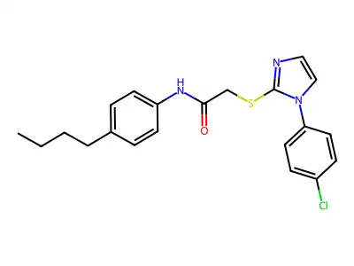 N-(4-butylphenyl)-2-[1-(4-chlorophenyl)imidazol-2-yl]sulfanylacetamide structure