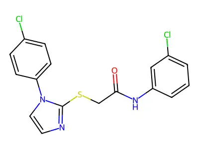 N-(3-chlorophenyl)-2-((1-(4-chlorophenyl)-1H-imidazol-2-yl)thio)acetamide structure