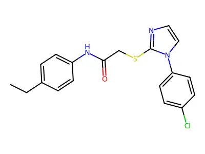 2-[1-(4-chlorophenyl)imidazol-2-yl]sulfanyl-N-(4-ethylphenyl)acetamide structure