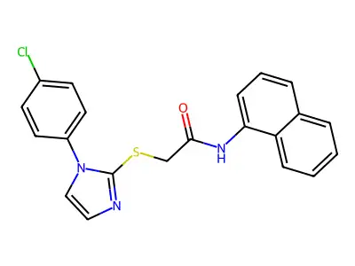 2-((1-(4-chlorophenyl)-1H-imidazol-2-yl)thio)-N-(naphthalen-1-yl)acetamide structure