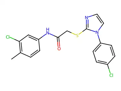 N-(3-chloro-4-methylphenyl)-2-{[1-(4-chlorophenyl)-1H-imidazol-2-yl]sulfanyl}acetamide structure
