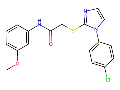 2-[1-(4-chlorophenyl)imidazol-2-yl]sulfanyl-N-(3-methoxyphenyl)acetamide structure