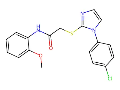 2-[1-(4-chlorophenyl)imidazol-2-yl]sulfanyl-N-(2-methoxyphenyl)acetamide structure