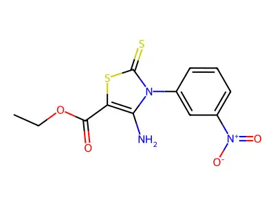 Ethyl 4-amino-3-(3-nitrophenyl)-2-sulfanylidene-1,3-thiazole-5-carboxylate structure