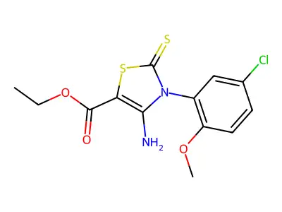 ethyl 4-amino-3-(5-chloro-2-methoxyphenyl)-2-sulfanylidene-2,3-dihydro-1,3-thiazole-5-carboxylate structure