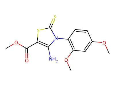 methyl 4-amino-3-(2,4-dimethoxyphenyl)-2-sulfanylidene-2,3-dihydro-1,3-thiazole-5-carboxylate structure