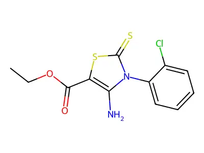 Ethyl 4-amino-3-(2-chlorophenyl)-2-sulfanylidene-1,3-thiazole-5-carboxylate structure