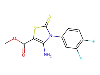 Methyl 4-amino-3-(3,4-difluorophenyl)-2-sulfanylidene-1,3-thiazole-5-carboxylate structure