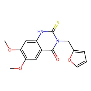 3-(2-Furylmethyl)-6,7-dimethoxy-2-thioxo-1,3-dihydroquinazolin-4-one structure