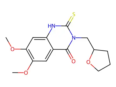 6,7-dimethoxy-3-(2-oxolanylmethyl)-2-sulfanylidene-1H-quinazolin-4-one structure