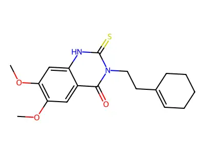 3-[2-(cyclohex-1-en-1-yl)ethyl]-6,7-dimethoxy-2-sulfanyl-3,4-dihydroquinazolin-4-one structure