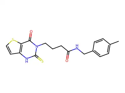 N-(4-methylbenzyl)-4-(4-oxo-2-thioxo-1,4-dihydrothieno[3,2-d]pyrimidin-3(2H)-yl)butanamide structure