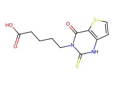 5-(4-oxo-2-sulfanylidene-1H-thieno[3,2-d]pyrimidin-3-yl)pentanoic acid structure