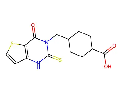 4-[(4-oxo-2-sulfanylidene-1H-thieno[3,2-d]pyrimidin-3-yl)methyl]cyclohexane-1-carboxylic acid structure