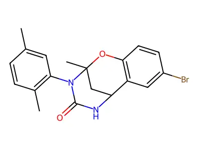 8-bromo-3-(2,5-dimethylphenyl)-2-methyl-2,3,5,6-tetrahydro-4H-2,6-methano-1,3,5-benzoxadiazocin-4-one structure