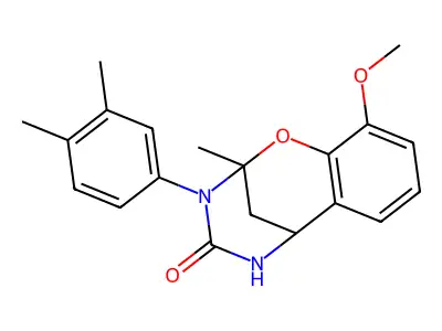 3-(3,4-dimethylphenyl)-10-methoxy-2-methyl-2,3,5,6-tetrahydro-4H-2,6-methano-1,3,5-benzoxadiazocin-4-one structure