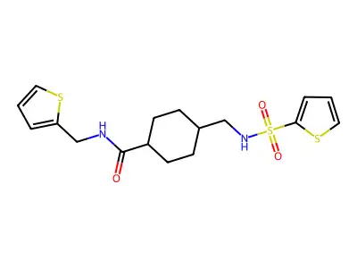 N-(thien-2-ylmethyl)-4-{[(thien-2-ylsulfonyl)amino]methyl}cyclohexanecarboxamide structure